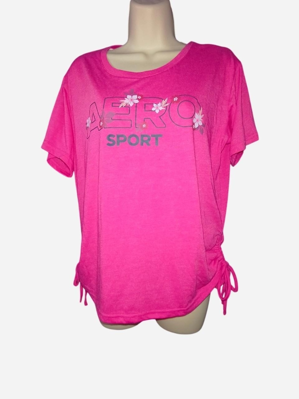 Aeropostale Pink Aero Sport Short Sleeve Tee with Side Ties